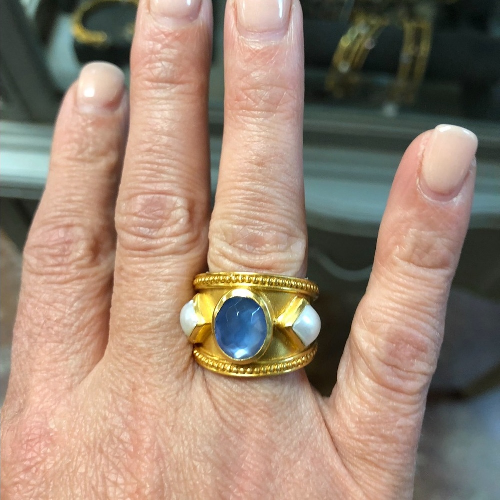 Julie Vos Gold and Blue Gemstone Ring